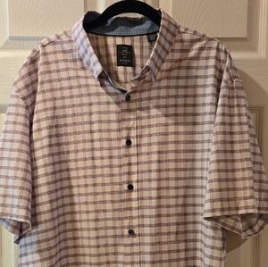 NWOT Michael Strahan Modern Fit XXL Casual Men's Plaid Button-Down Shirt